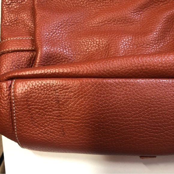 GUIA'S Purse Cognac Pebbled Leather Silver Buckle Italian Messenger Bag Vintage - Picture 10 of 14